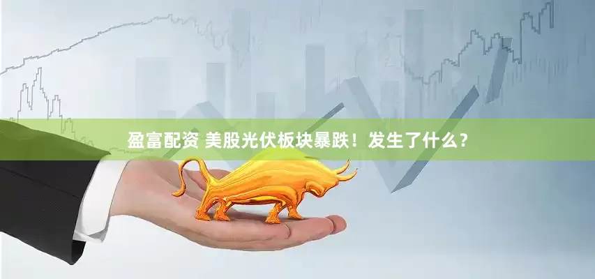 盈富配资 美股光伏板块暴跌！发生了什么？